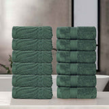 Chevron Zero Twist Solid and Jacquard Soft Cotton Washcloth Set of 12 - Face Towel by Superior