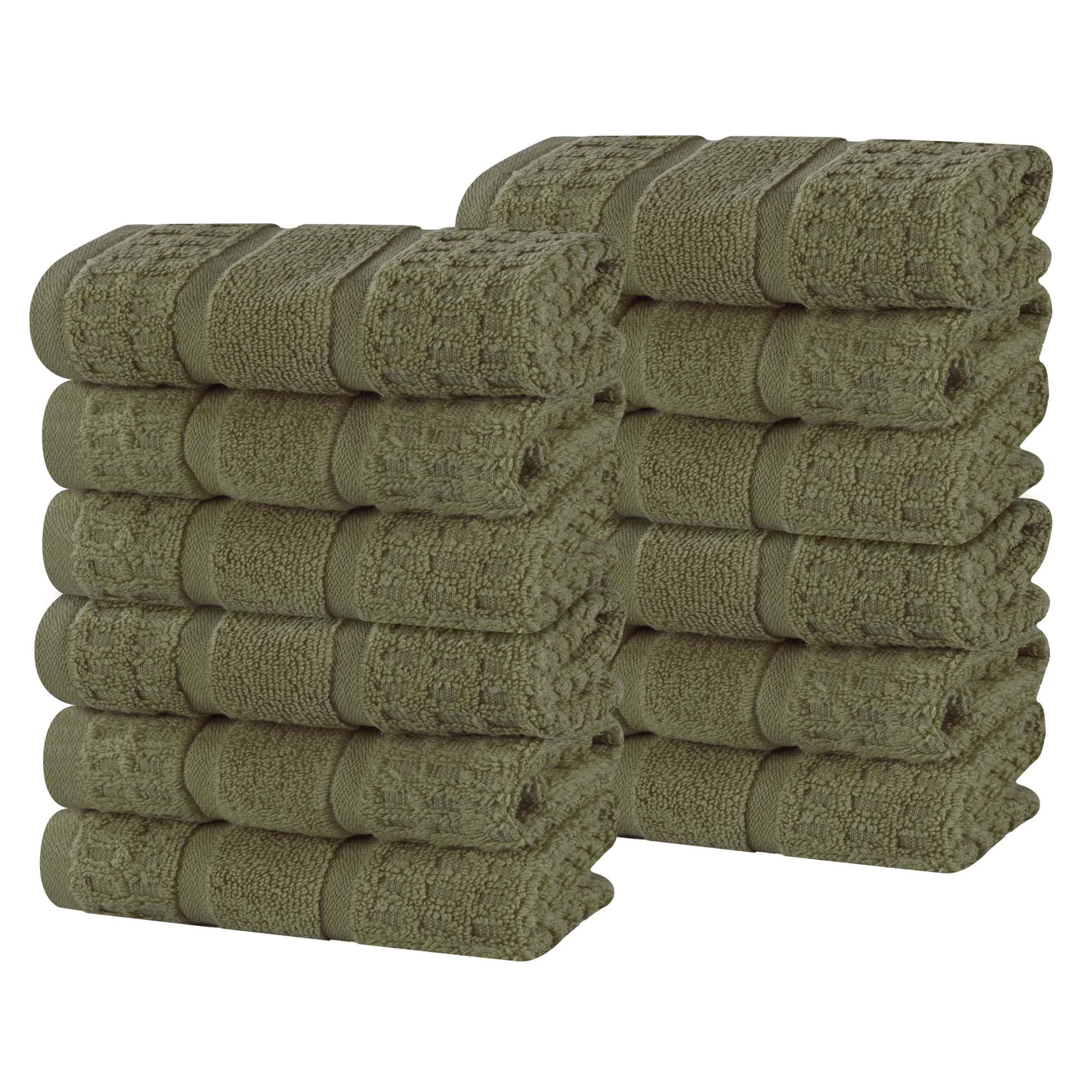 Napa Zero Twist Cotton Solid Waffle Face Towel Washcloth Set of 12 - Towel Set by Superior