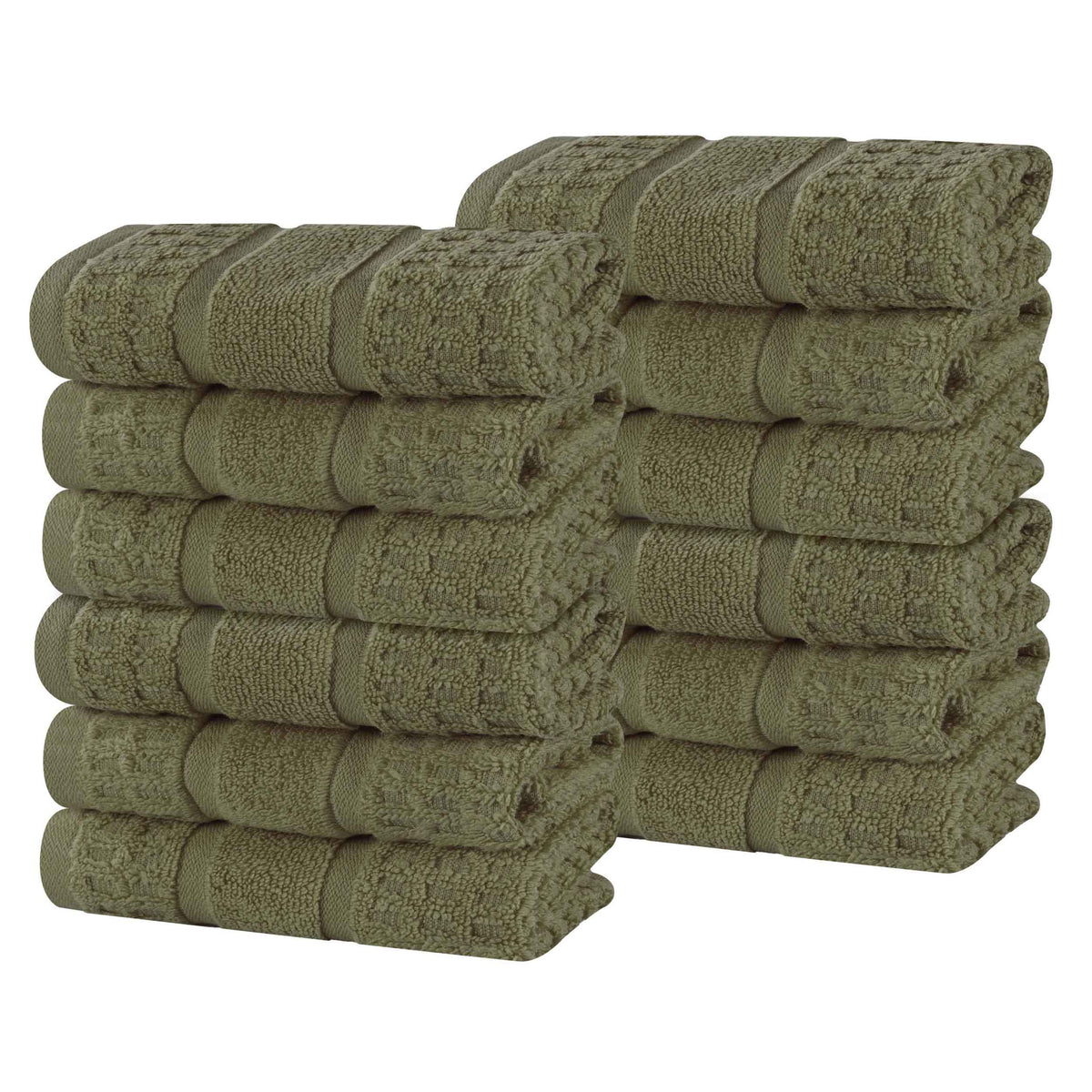 Napa Zero Twist Cotton Solid Waffle Face Towel Washcloth Set of 12