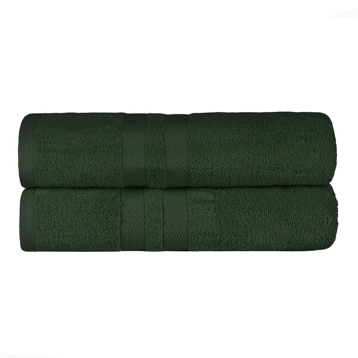 Ultra-Soft Cotton Solid Medium Weight Absorbent Bath Towel Set of 2 - ForestGreen