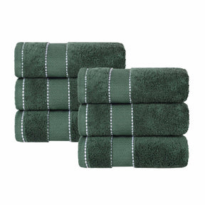 Niles Egyptian Giza Cotton Plush Thick Absorbent Hand Towel Set of 6 - ForestGreen