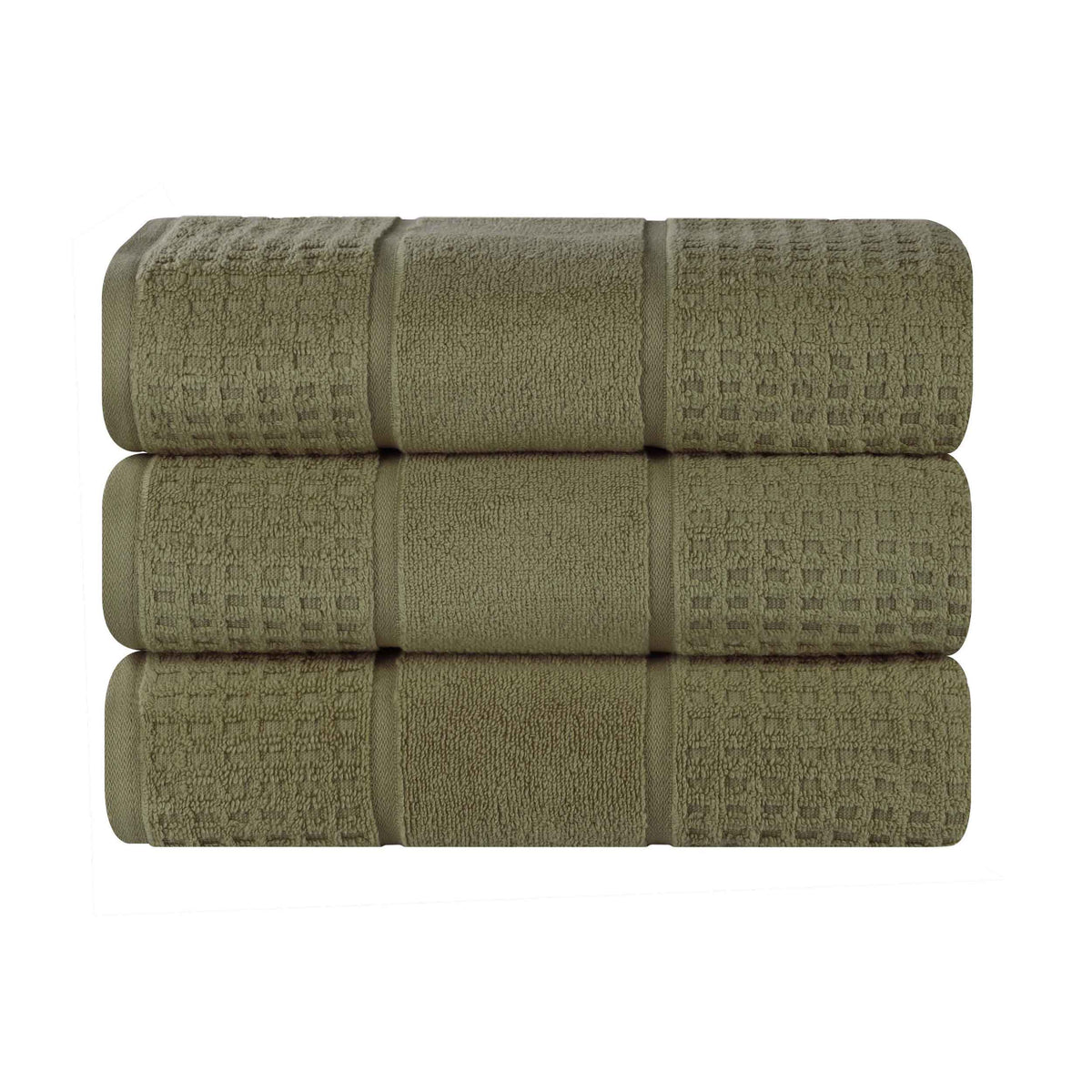 Napa Zero Twist Cotton Solid Waffle Honeycomb Bath Towel Set of 3