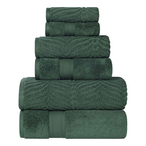 Chevron Zero Twist Solid and Jacquard Soft Cotton 6 Piece Towel Set