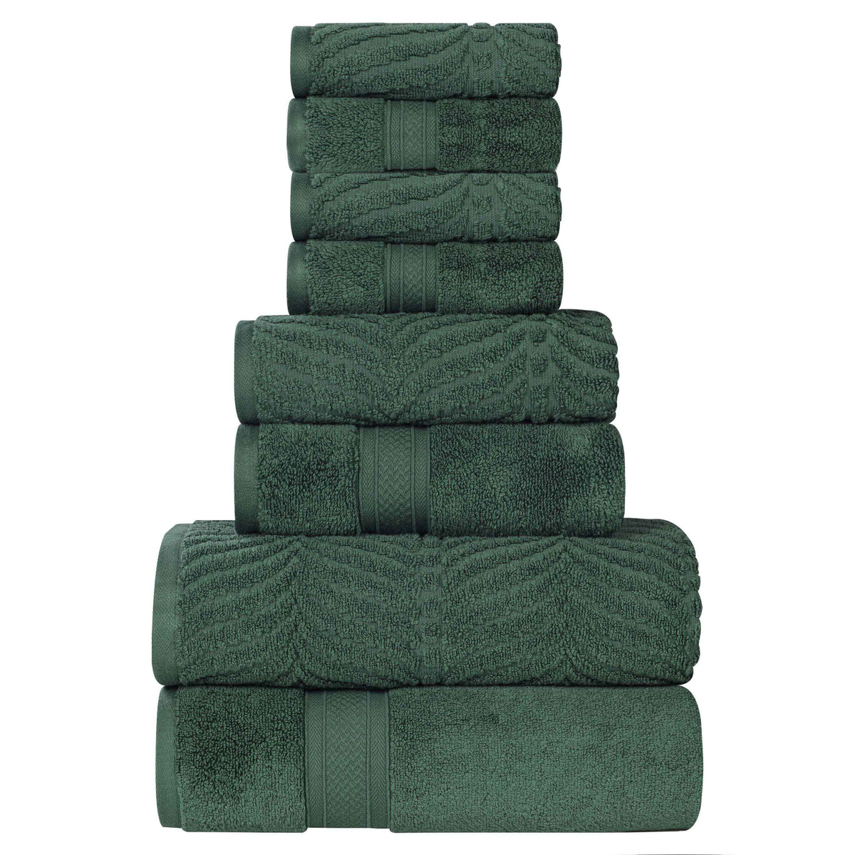 Chevron Zero Twist Solid and Jacquard Cotton 8 Piece Towel Set