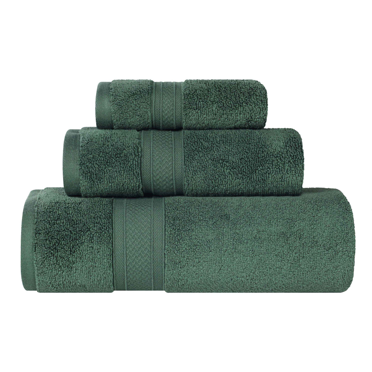 Chevron Zero Twist Solid Soft Absorbent Cotton 3 Piece Towel Set