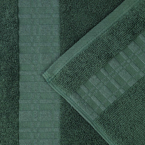 Larissa Cotton Geometric Border 3 Piece Assorted Towel Set - ForestGreen