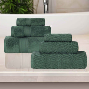 Chevron Zero Twist Solid and Jacquard Soft Cotton 6 Piece Towel Set