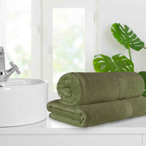 Egyptian Cotton Pile Absorbent 2 Piece Plush Solid Bath Sheet Set - ForestGreen