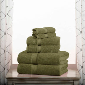 Egyptian Cotton Pile Heavyweight 6 Piece Towel Set - ForestGreen