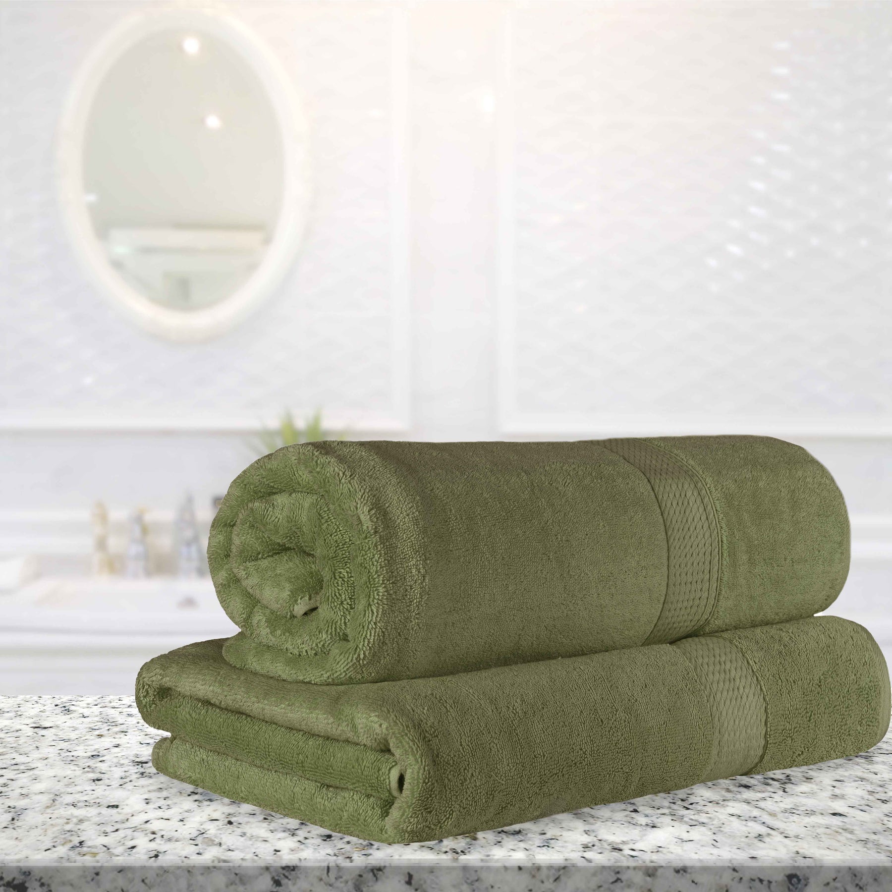 Egyptian Cotton Pile Absorbent 2 Piece Plush Solid Bath Sheet Set - ForestGreen