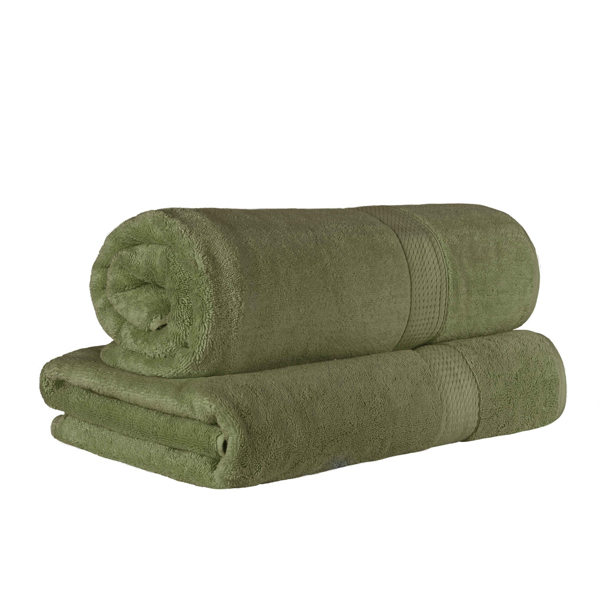 Egyptian Cotton Pile Absorbent 2 Piece Plush Solid Bath Sheet Set - ForestGreen