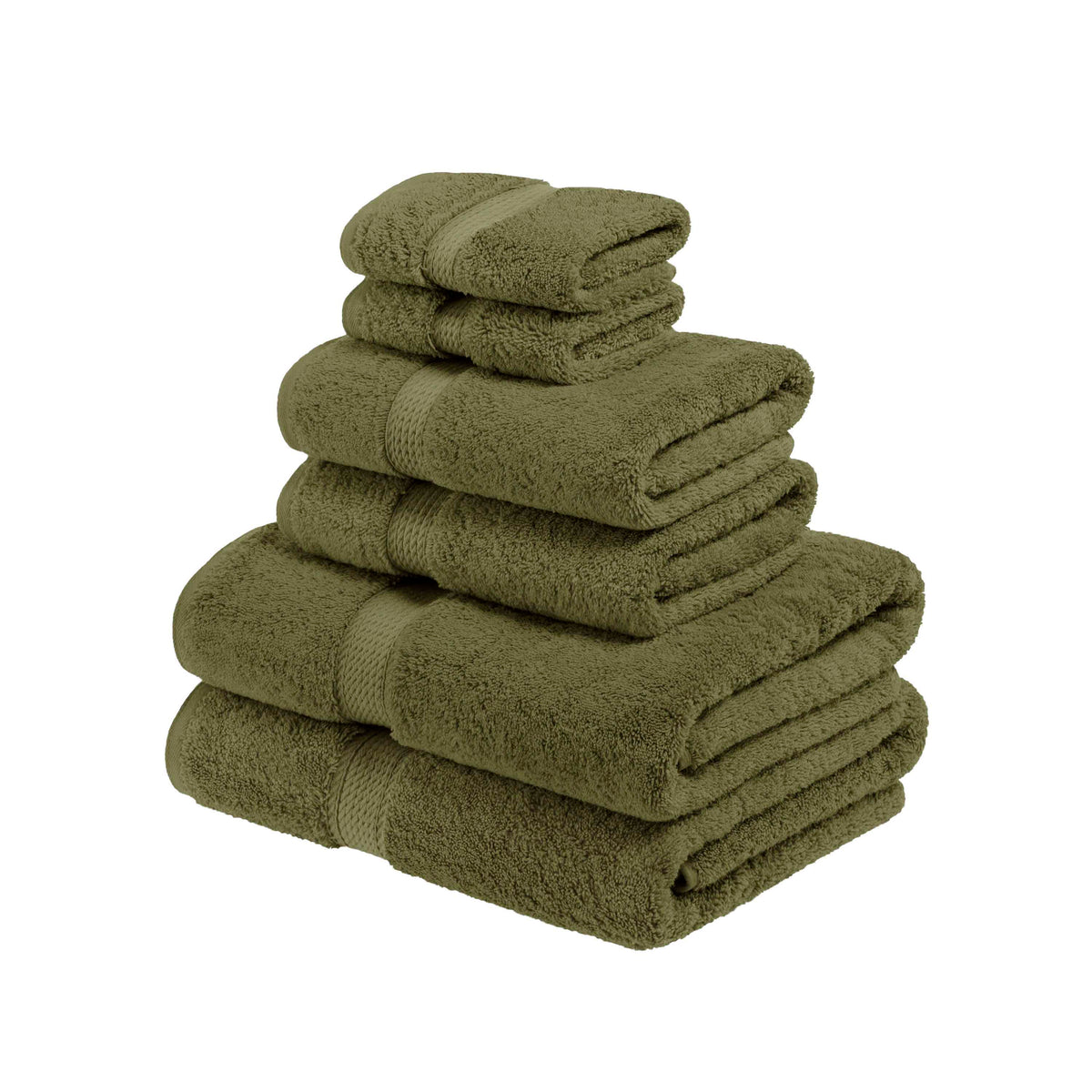 Egyptian Cotton Pile Heavyweight 6 Piece Towel Set - ForestGreen