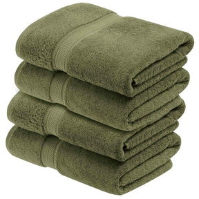 Egyptian Cotton Pile Plush Heavyweight Absorbent Bath Towel (Set of 4)