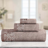 Wisteria Cotton Medium Weight Floral Jacquard Border 3 Piece Towel Set - Towel Set by Superior