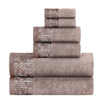 Wisteria Cotton Medium Weight Floral Jacquard Border 6 Piece Towel Set - Towel Set by Superior