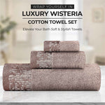 Wisteria Cotton Medium Weight Floral Jacquard Border 8 Piece Towel Set - Towel Set by Superior