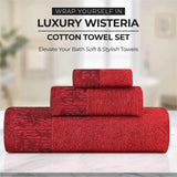 Wisteria Cotton Medium Weight Floral Jacquard Border 6 Piece Towel Set - Towel Set by Superior