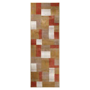 Clifton Geometric Color Block Plush Indoor Area Rug or Runner Rug - Ginger