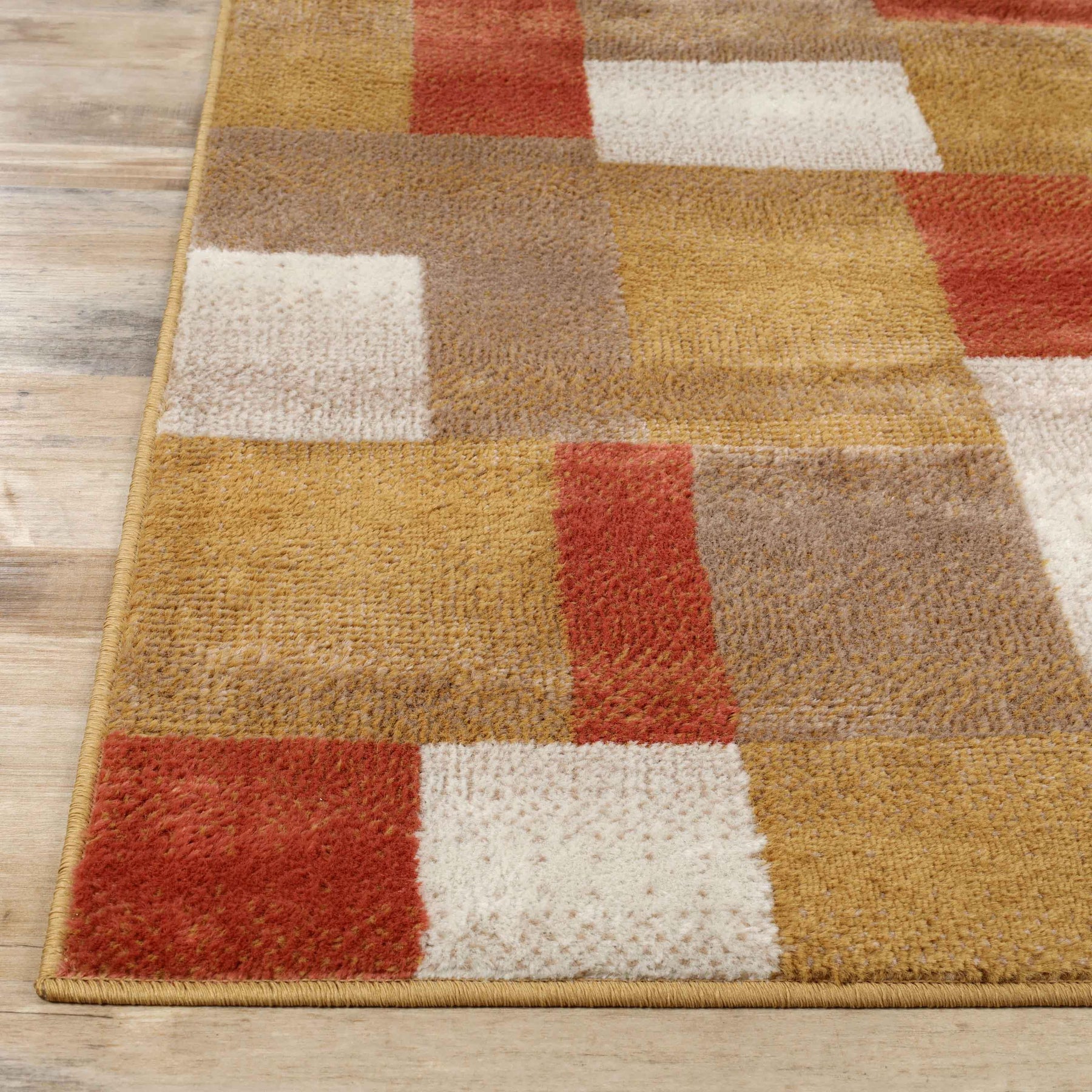 Clifton Geometric Color Block Plush Indoor Area Rug or Runner Rug - Ginger