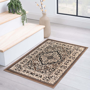 Glendale Traditional Floral Medallion Indoor Area Rug or Runner Rug - Brown