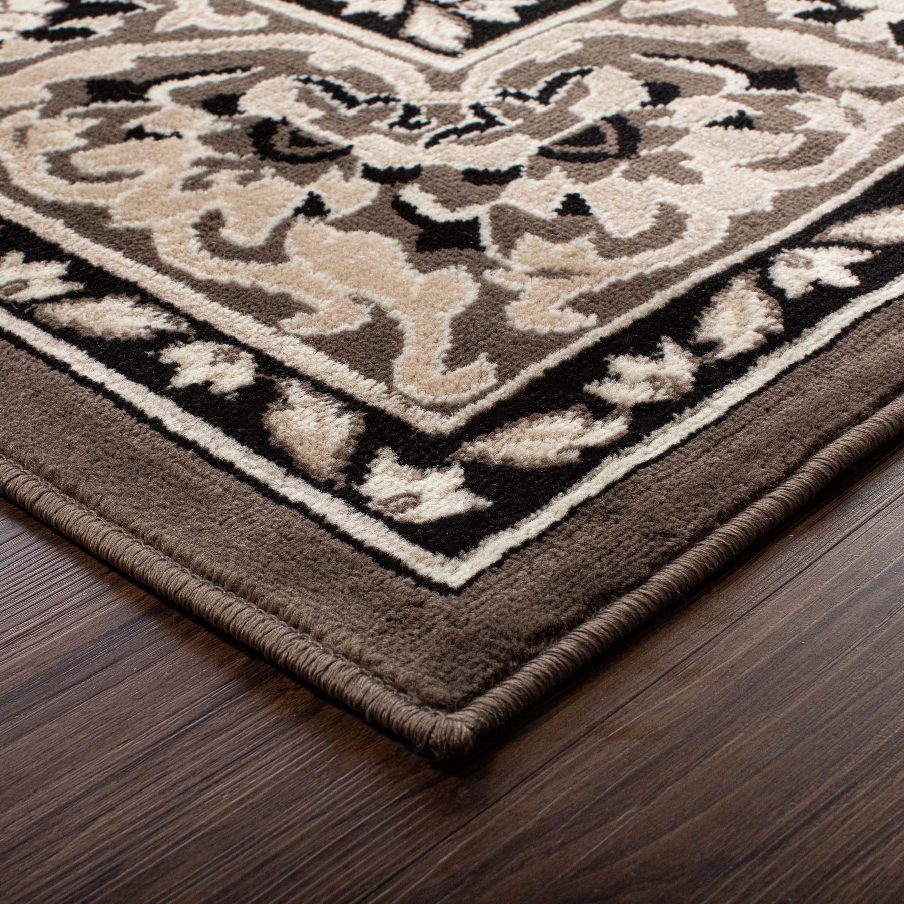 Glendale Traditional Floral Medallion Indoor Area Rug or Runner Rug - Brown