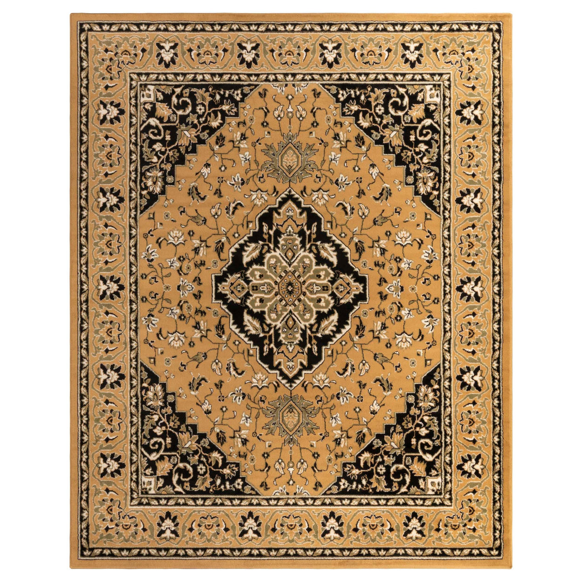 Glendale Traditional Floral Medallion Indoor Area Rug or Runner Rug - Gold