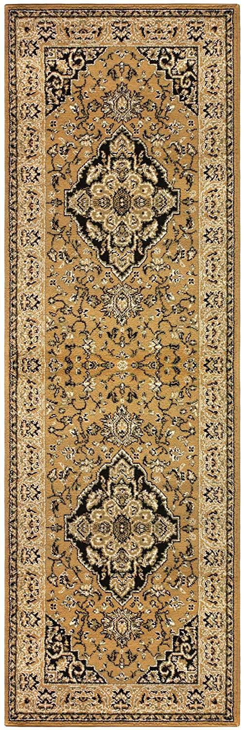 Glendale Traditional Floral Medallion Indoor Area Rug or Runner Rug - Gold