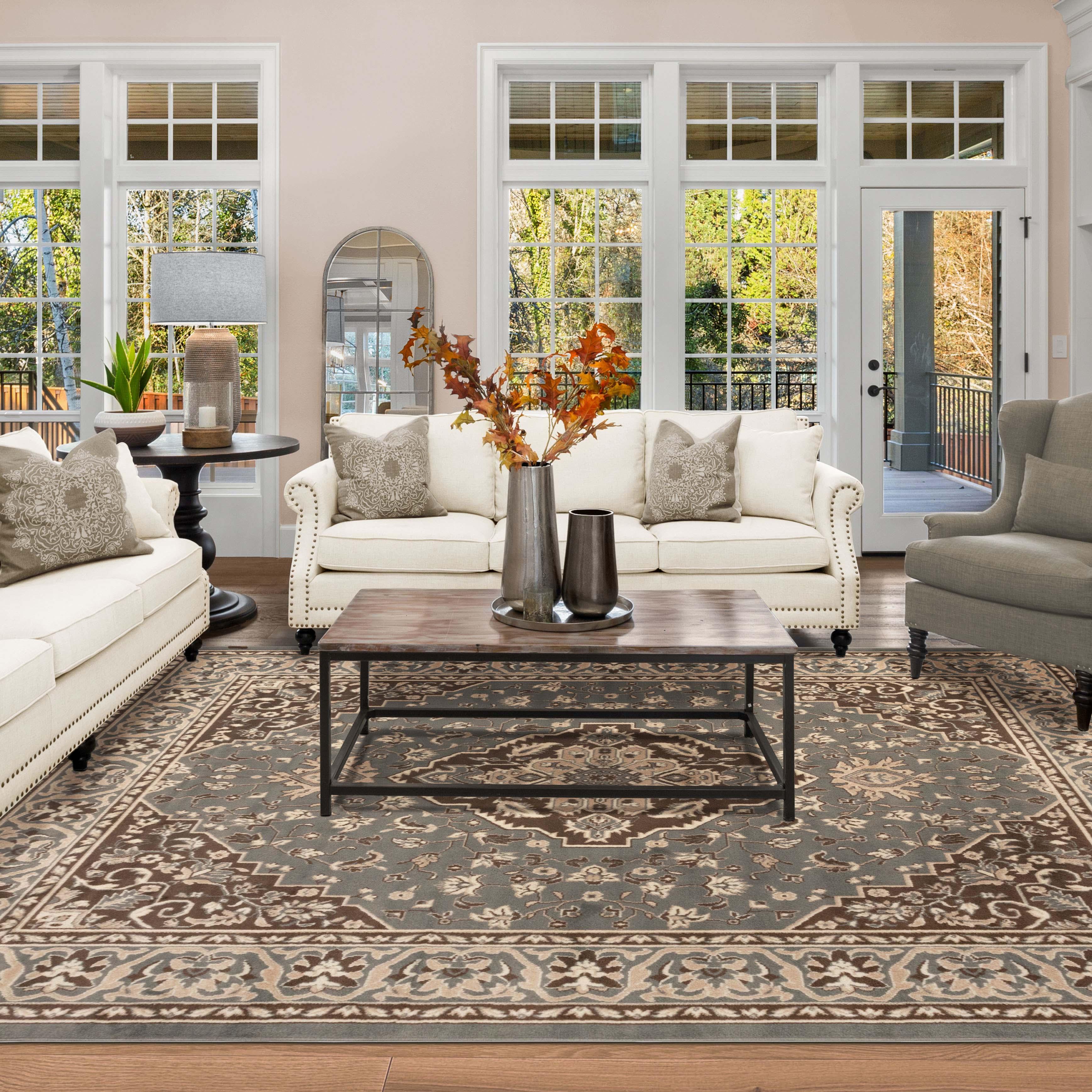 Glendale Traditional Floral Medallion Indoor Area Rug or Runner Rug - Rugs by Superior