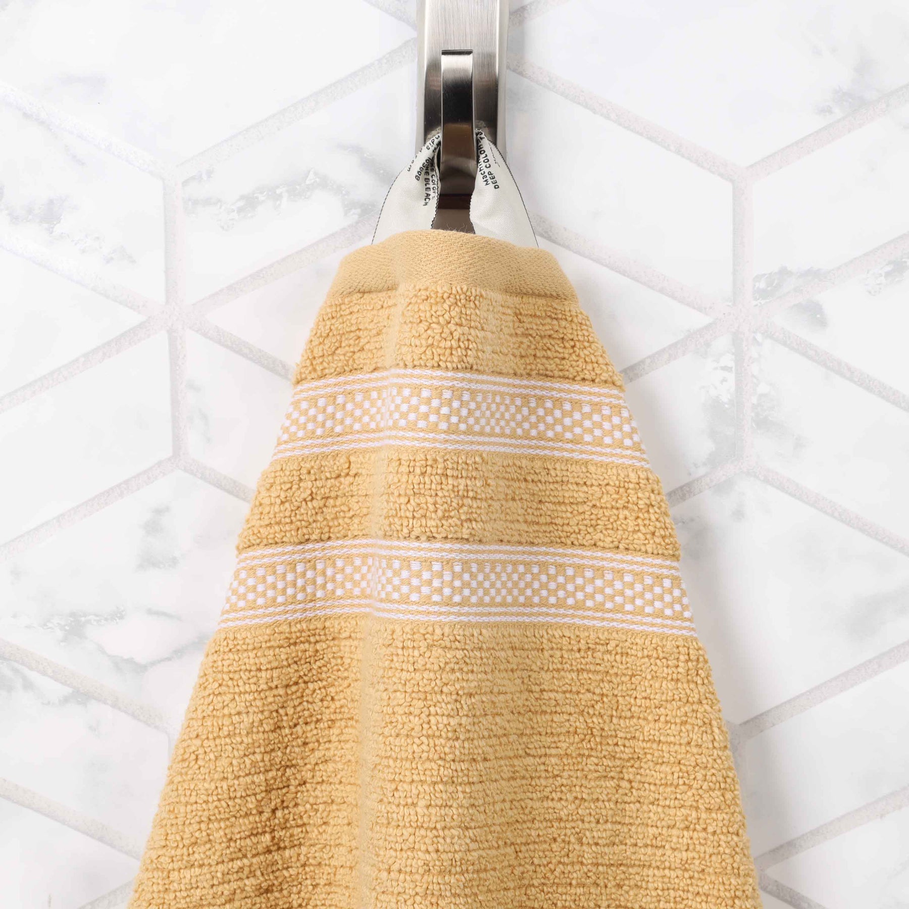 Brea Zero Twist Cotton Ribbed Modern Geometric Hand Towel Set of 6