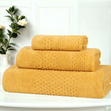 Playa Zero Twist Cotton Solid Waffle Textured 3 Piece Towel Set - Towel Set by Superior