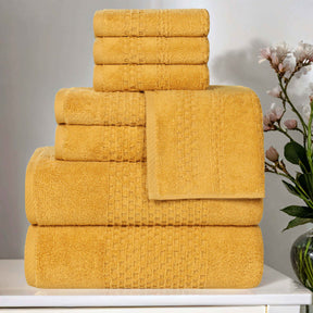 Playa Zero Twist Cotton Solid Waffle Textured 8 Piece Towel Set