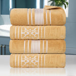 Sadie Zero Twist Cotton Solid and Jacquard Floral Bath Towel Set of 4 - Bath Towel by Superior