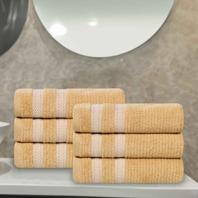 Brea Zero Twist Cotton Ribbed Modern Geometric Hand Towel Set of 6