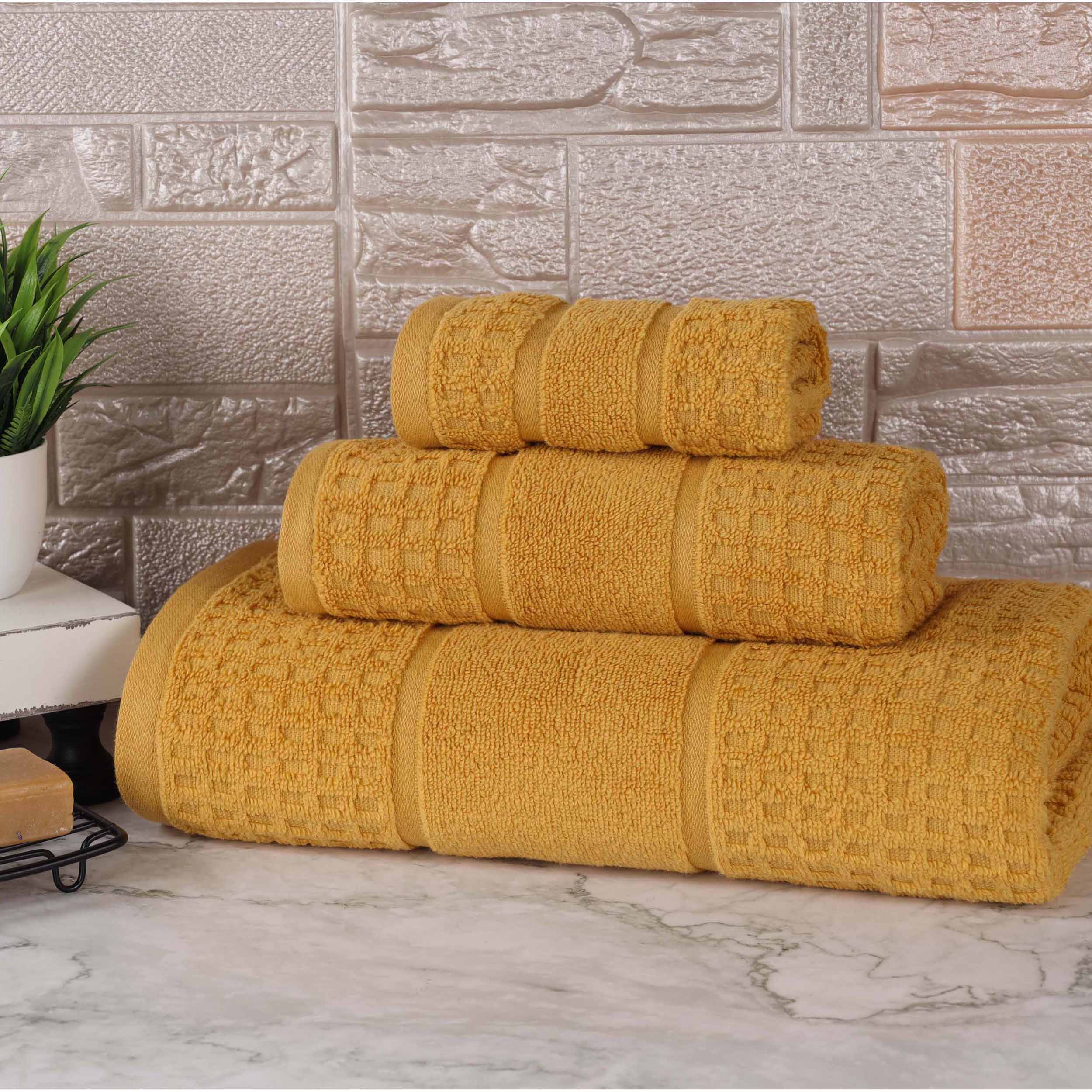 Napa Zero Twist Cotton Solid Waffle Honeycomb 3 Piece Towel Set - Towel Set by Superior