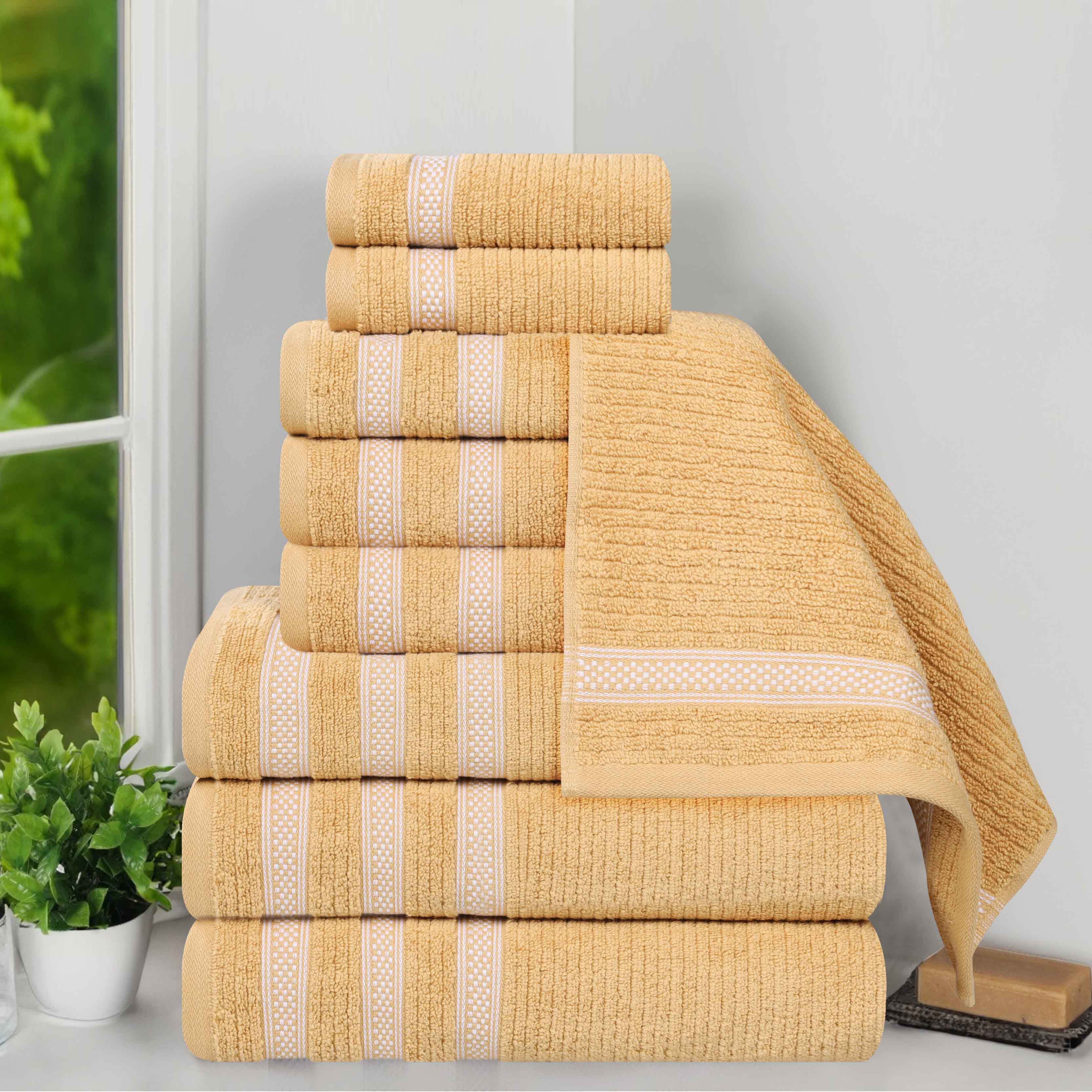 Brea Zero Twist Cotton Ribbed Geometric Border 9 Piece Towel Set - Towel Set by Superior