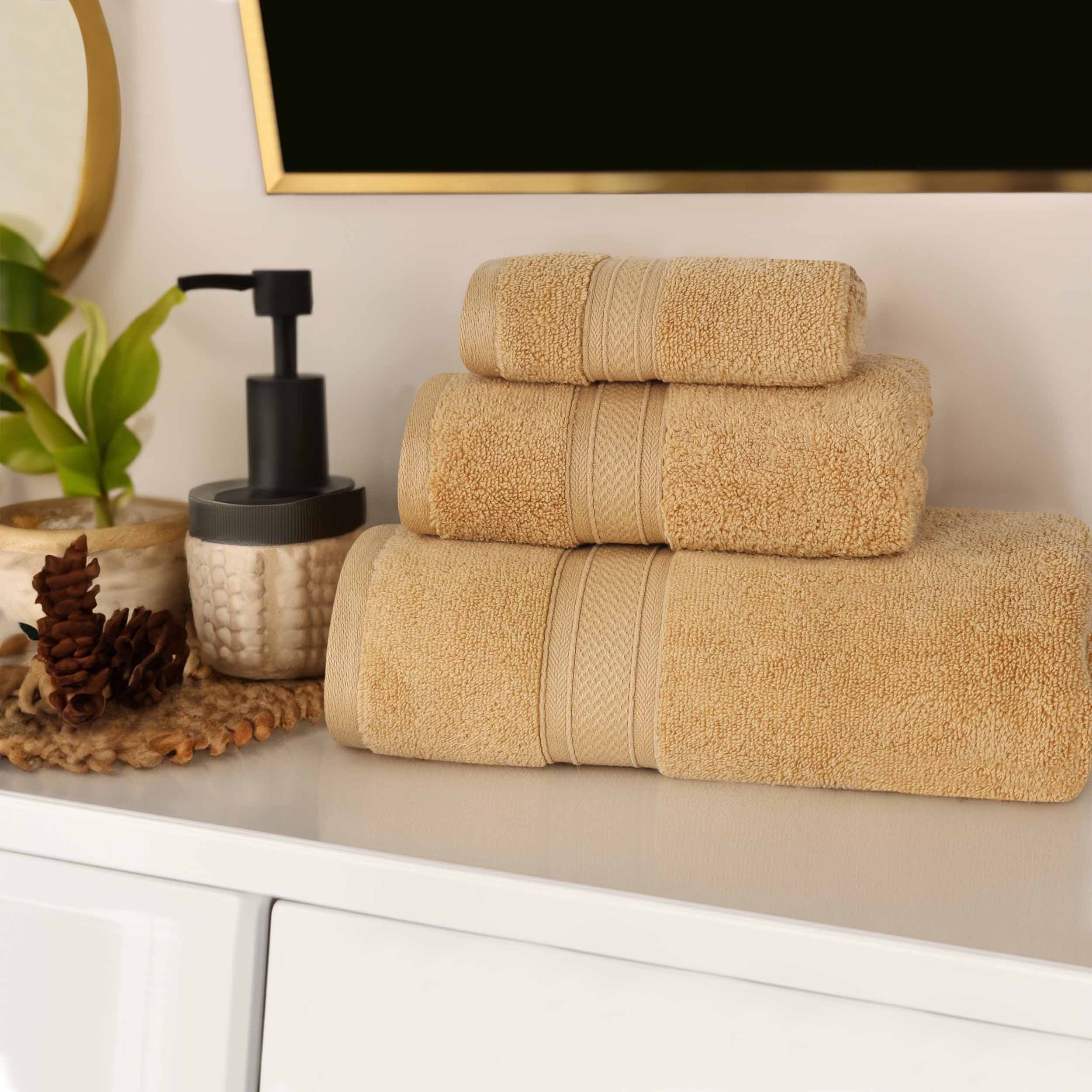 Chevron Zero Twist Solid Soft Absorbent Cotton 3 Piece Towel Set - Towel Set by Superior