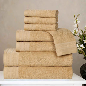 Honeycomb Textured Waffle Border Cotton 8 Piece Towel Set