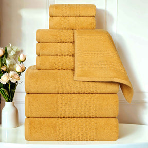 Playa Zero Twist Cotton Solid Waffle Textured 9 Piece Towel Set