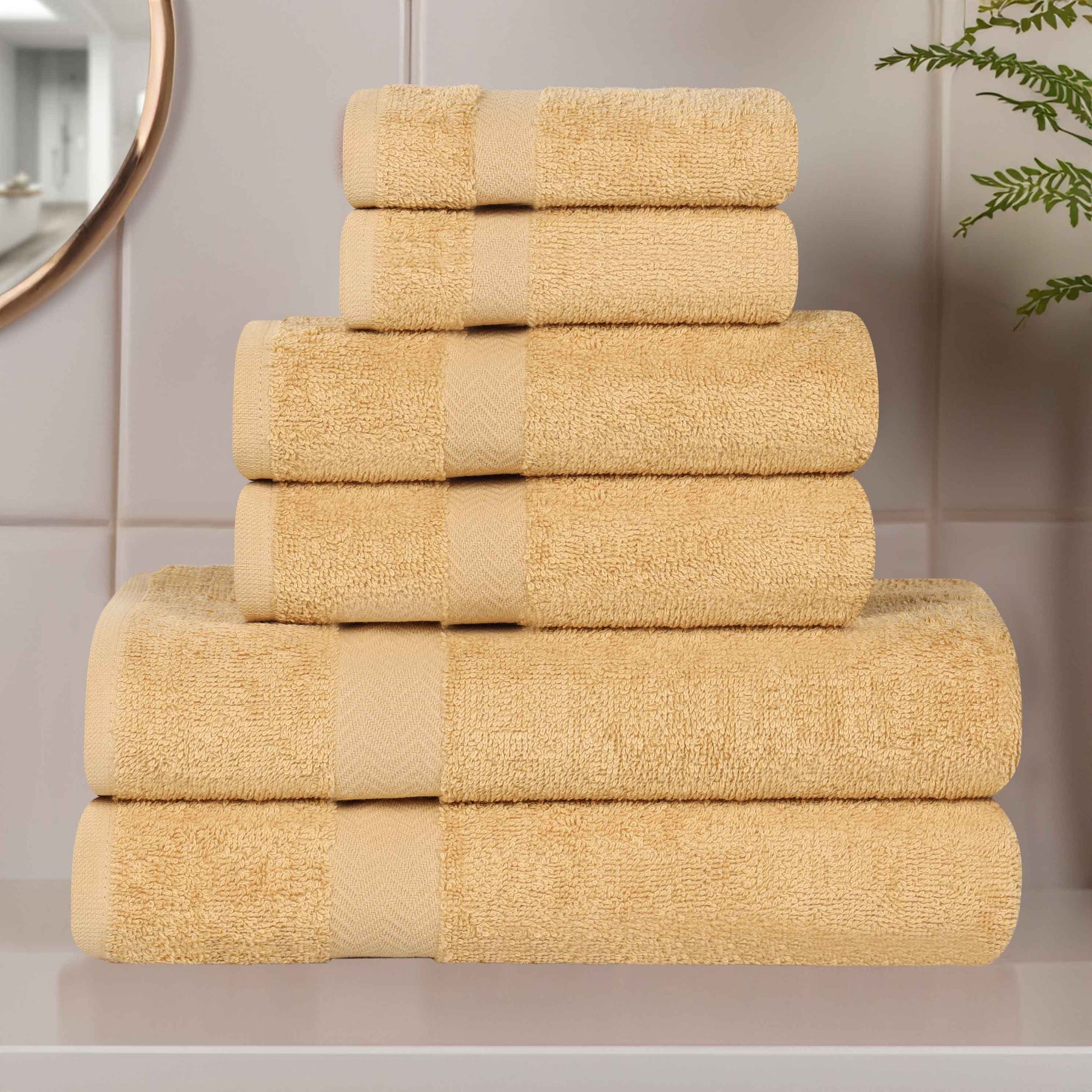 6 Piece Cotton Eco-Friendly Soft Absorbent Towel Set