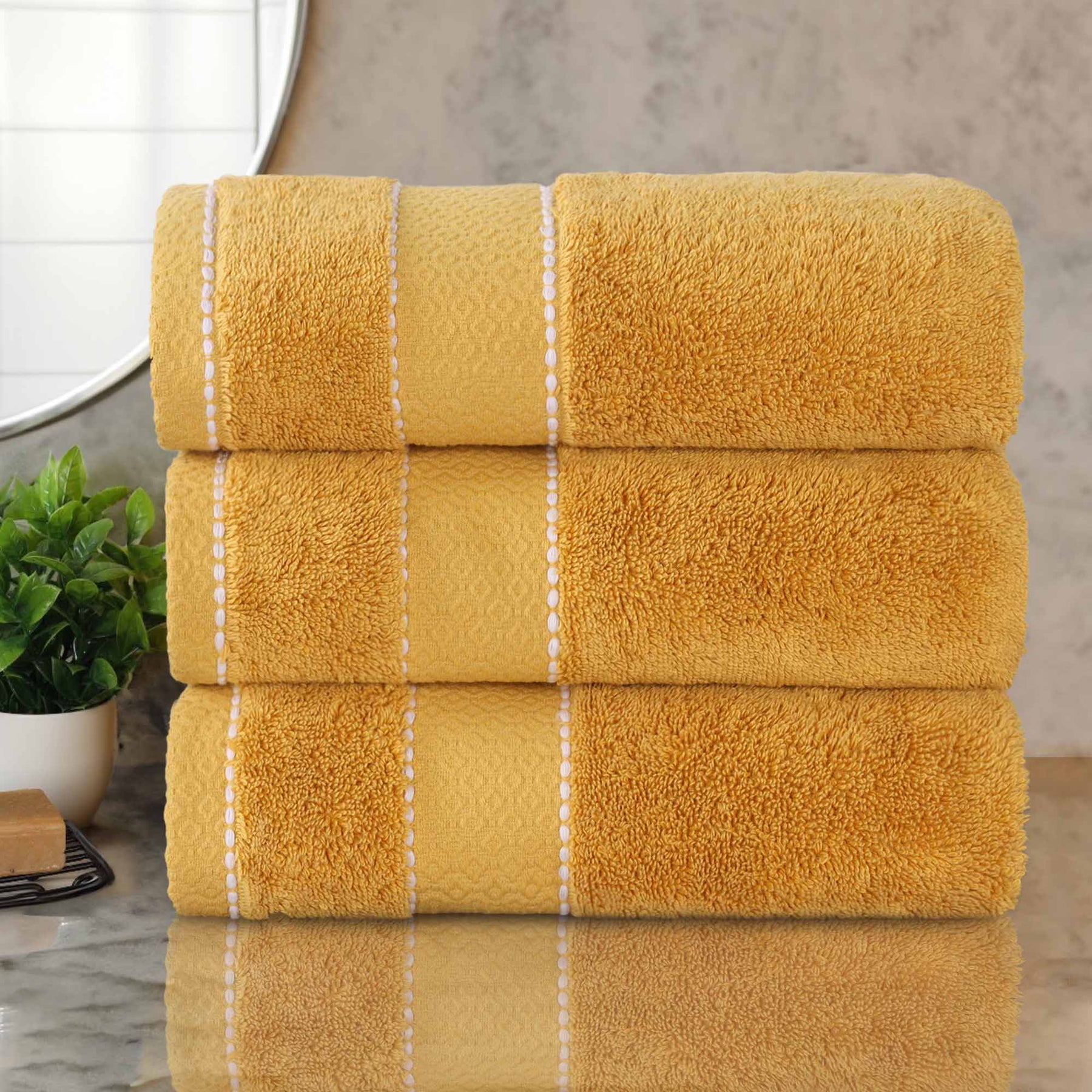 Niles Egyptian Giza Cotton Plush Thick Absorbent Bath Towel Set of 3