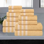 Brea Zero Twist Cotton Ribbed Geometric Border 12 Piece Towel Set - Towel Set by Superior