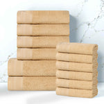 Honeycomb Textured Waffle Border Cotton 12 Piece Towel Set - Towel Set by Superior