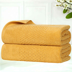 Playa Zero Twist Cotton Solid Waffle Textured Bath Towels, Set of 2