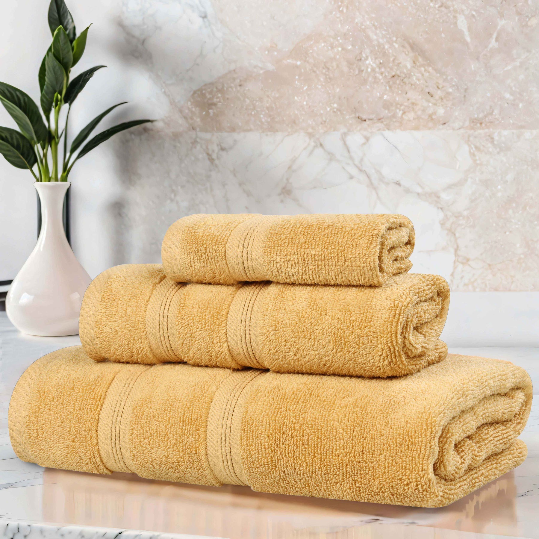 Smart Dry Zero Twist Cotton Medium Weight 3 Piece Assorted Towel Set