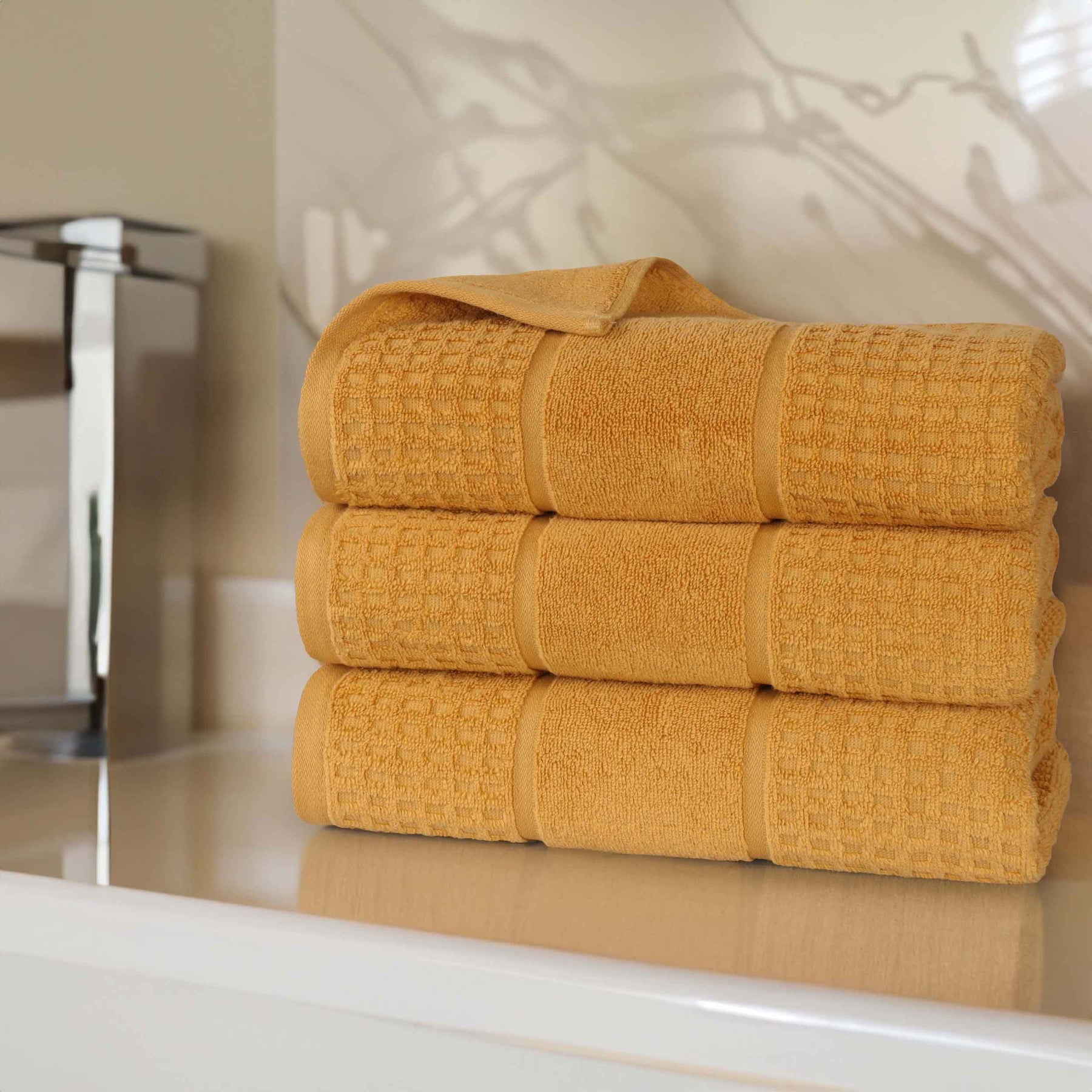 Napa Zero Twist Cotton Solid Waffle Honeycomb Bath Towel Set of 3 SuperiorBrand