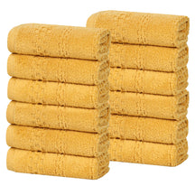 Playa Zero Twist Cotton Solid Waffle Textured Face Towels, Set of 12