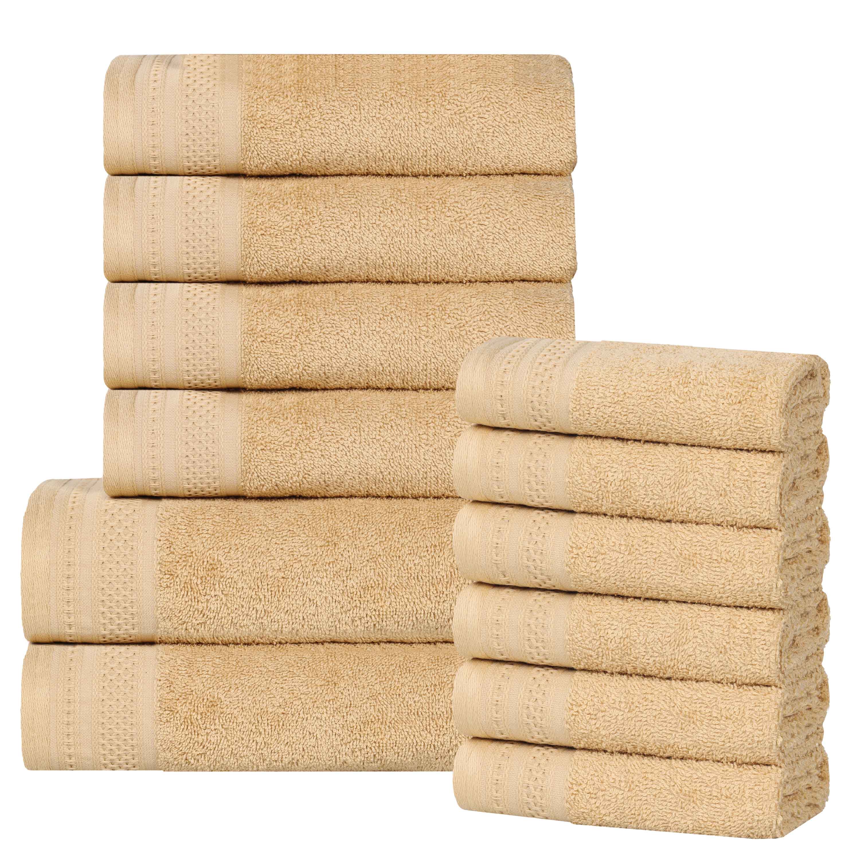 Honeycomb Textured Waffle Border Cotton 12 Piece Towel Set - Towel Set by Superior