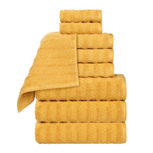 Zuma Zero Twist Cotton Medium Weight Waffle Stripes 9 Piece Towel Set