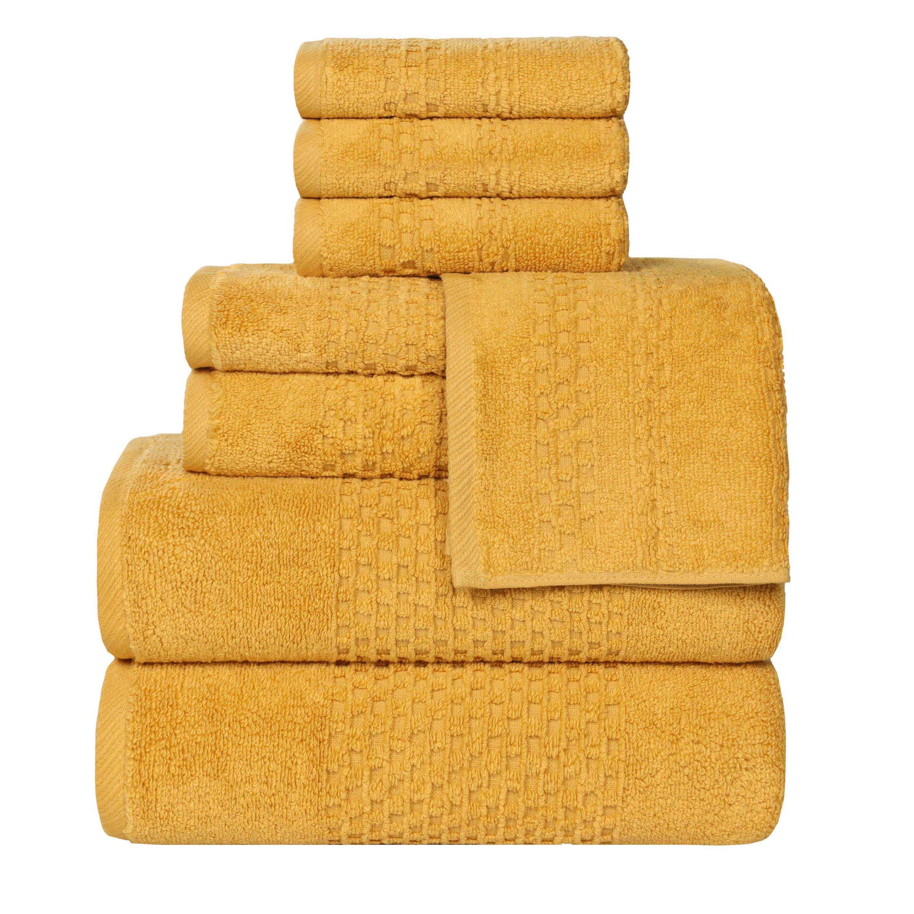 Playa Zero Twist Cotton Solid Waffle Textured 8 Piece Towel Set