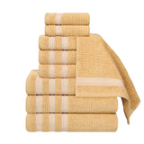 Brea Zero Twist Cotton Ribbed Geometric Border 9 Piece Towel Set - Towel Set by Superior